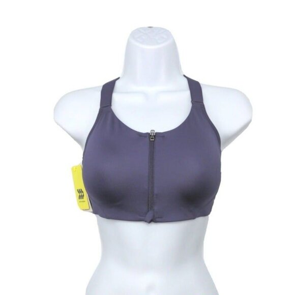 All in Motion Womens Sports Bra High Support Zip Front Racerback Purple Size 34C - Picture 3 of 10